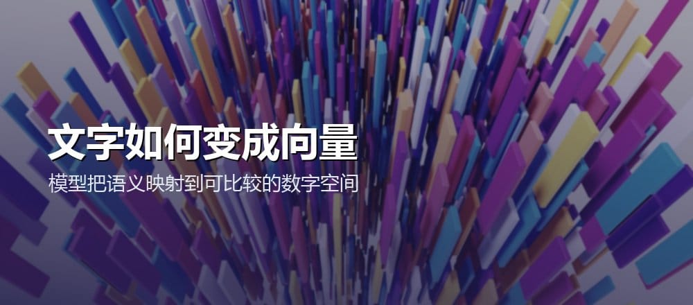 文字经过嵌入模型后成为可比较向量的示意配图