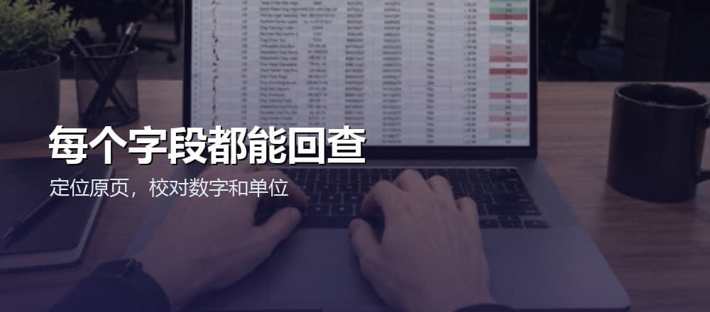 在笔记本电脑上处理数据表的配图，说明识别结果需要逐项复核