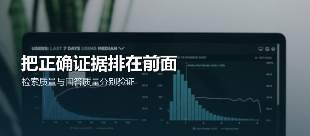 笔记本电脑上的分析图表，配文检索质量与回答质量分别验证